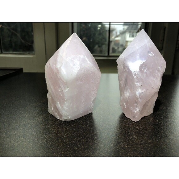Pink Rose Quartz Tower Set Healing Love Stones Crystals Recharge Chakras 11 13oz - Picture 2 of 16